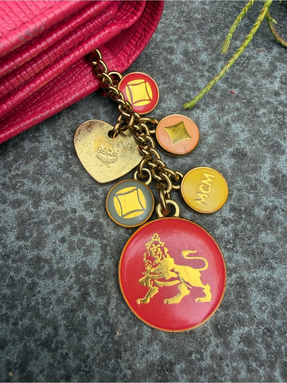 MCM Hot Pink Leather Trifold Wallet with Charms & Gold Hardware - Picture 5 of 16